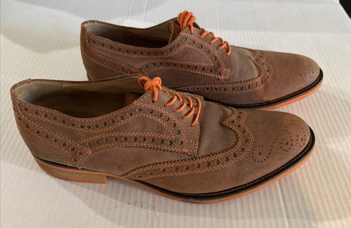 Oxford Donald J Pliner da uomo in pelle scamosciata marrone brogue a coda di rondine con scatola $318 usate in ottime condizioni - Foto 2 di 10