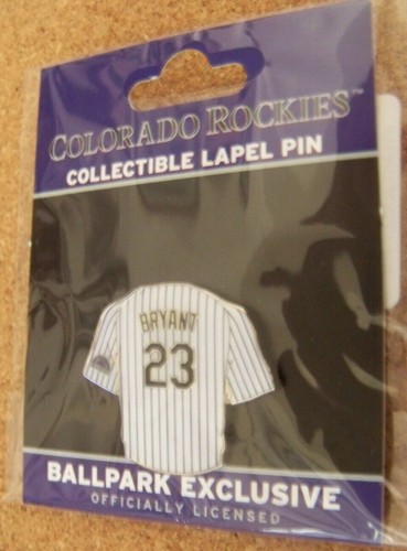 Colorado Rockies Kris Bryant pin pinstripe jersey lapel MLB var. 2 - Picture 2 of 5
