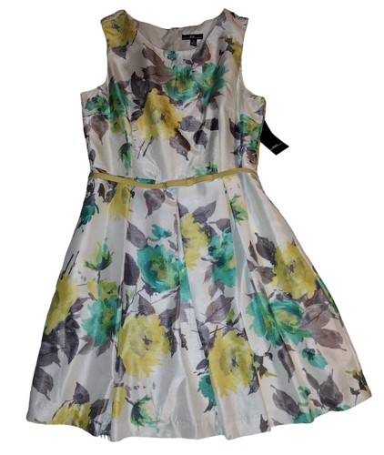 New With Tags Juniors R&K Floral Size 16 Dress With Belt Church Spring Easter - Picture 2 of 6