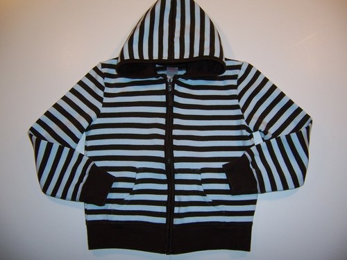 Gymboree "GIRLS BEST FRIEND" sz 7-8 HOODIE ...BLUE & BROWN STRIPED..EUC