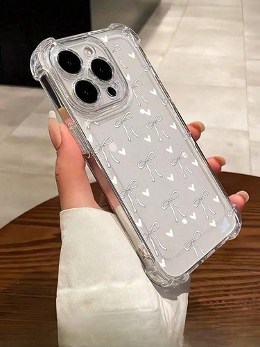 Transparente Handyhülle Schleife Herz mit stoßfesten Ecken für iPhone Modelle - Bild 31 von 32