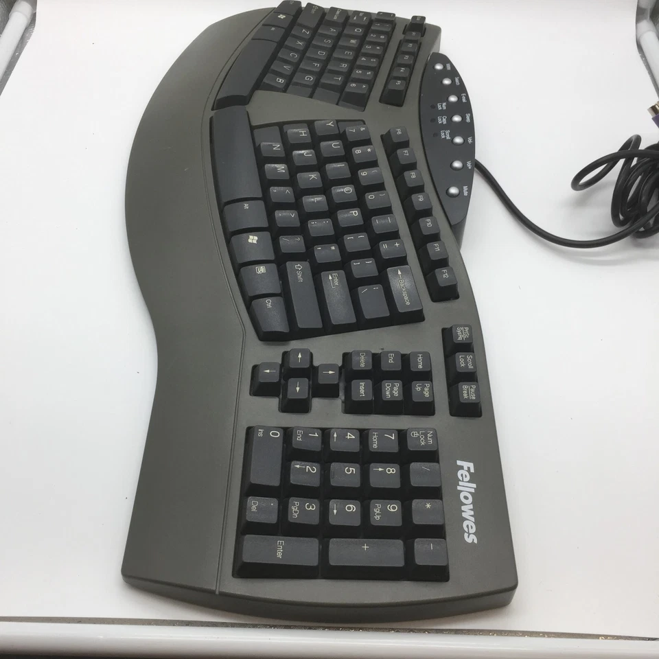 Fellowes Microban Ergonomic Wired PS/2 Keyboard KB-9938 Free Shipping - Image 2 of 4