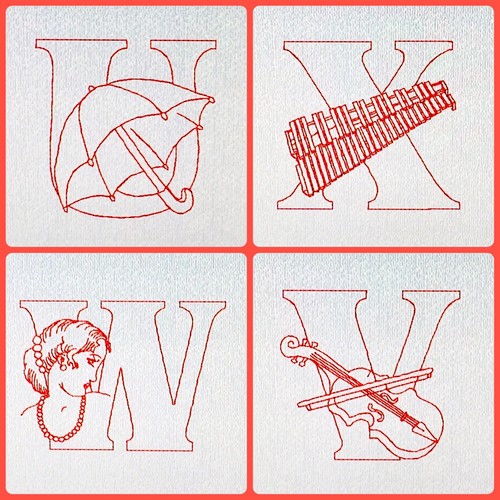 Redwork Alphabet Numbers Embroidery Designs Disk -Husqvarna Viking Designer 1 - Picture 7 of 11