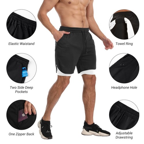 Men Elasticated Waist Jogging Shorts Gym Workout Shorts Fitness Training Shorts - Picture 4 of 19