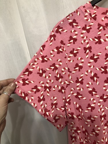 :800 George sz 20-22 Pink Xmas Top Red Candy Canes NWT Cooler Than A Jumper - Afbeelding 3 van 3