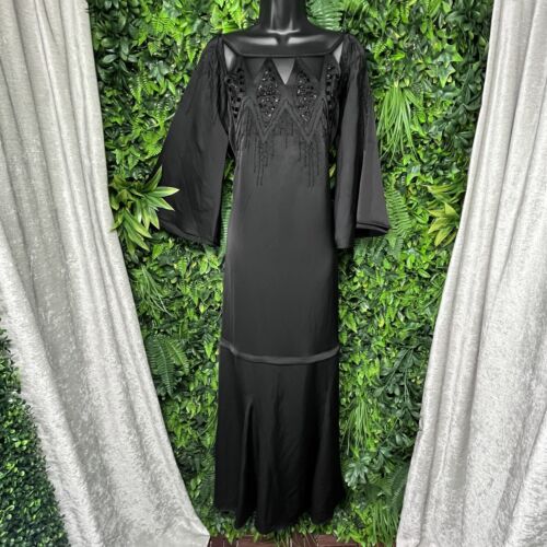 BCBGMAXAZRIA Dress Women Small Black Beaded Bohemian Whimsy Gown $428 NWT 1901 - Picture 2 of 12