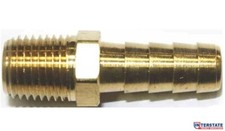 3/8" Barb x 3/8" NPT Male Brass Hose Fitting, Air Gas Fuel Water FM66 Interstate