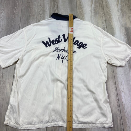 Abercrombie & Fitch Bowling Shirt Mens L White Blue Button Up Oversized Men * - Picture 6 of 14