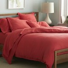 Crate & and Barrel LINO LINEN CORAL KING DUVET COVER & King CASE x 1- NWOT-NEW