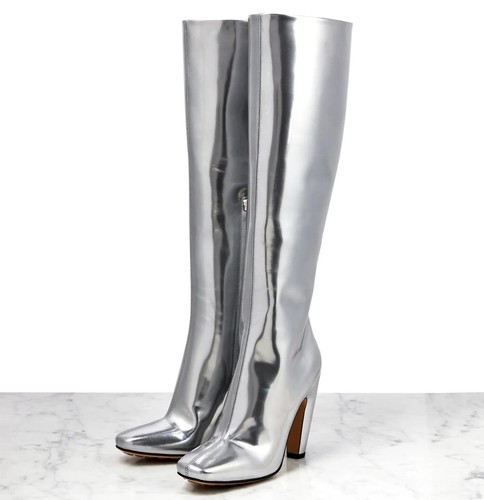 BOTTEGA VENETA ‘Canalazzo’ Mirrored Leather Knee-High Boots 39 / 9 US $2900+ NEW - Picture 3 of 22