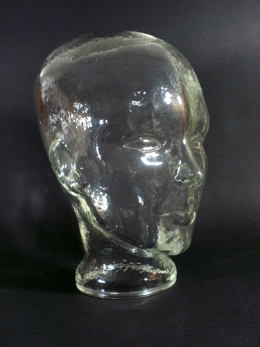 VINTAGE GLASS MANNEQUIN LADIES HEAD SCULPTURE WIG DISPLAY STAND BEAUTIFUL - Picture 5 of 7