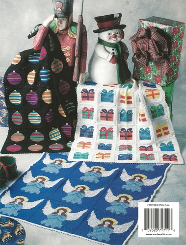 Christmas Afghans Crochet Tree Gifts Snowflakes Candy Canes Ornaments Angels OOP - Picture 2 of 2