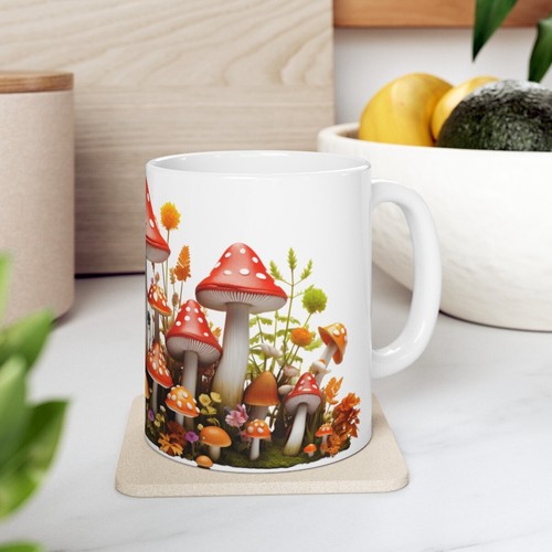 3D Mushroom Print Area Mug | Unique and Whimsical Mug Design, Ceramic Mug 11oz - Picture 9 of 13