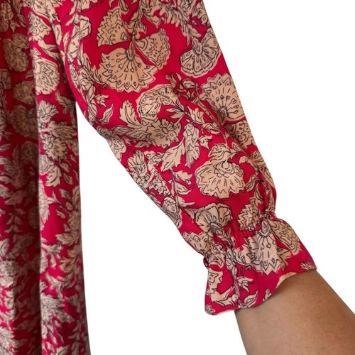 NANOS Girls Tan/Red Floral Long Sleeve Brocade Mini Dress, Size 16 - Picture 4 of 13