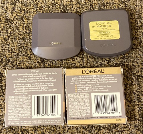 2 L'Oreal Mattique Softly Matte Pressed Powder, Deep Beige 0.23 Ounce, NIB - Picture 4 of 4