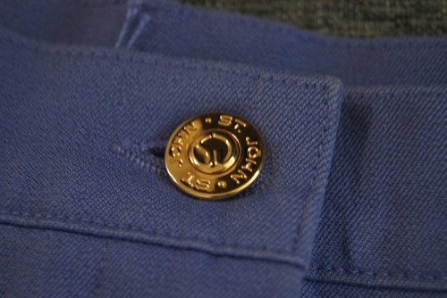 St John Sport Pants Blue Chino Marie Gray Straight Gold High Rise - Picture 8 of 9