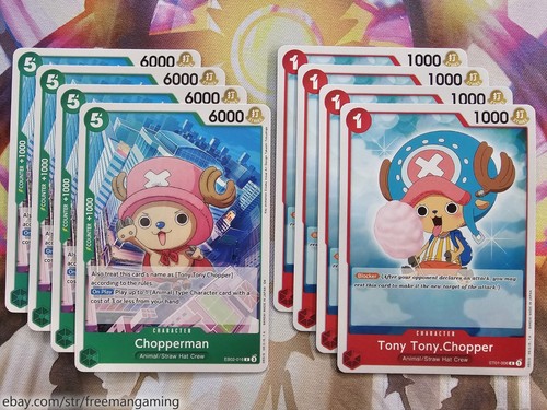 One Piece TCG Tony Tony.Chopper Mazzo 61 Carte Rosso Verde OP08-001 007 015 - Foto 5 di 9