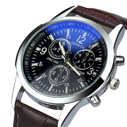 Mens Luxury Leather Wristwatches Date Analogue Quartz Wrist Watches - Picture 5 of 6