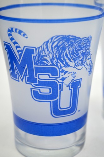 HTF 1980's Set of 2 Memphis State University Tigers 12 oz Glass Drinking Glasses - Imagen 3 de 5