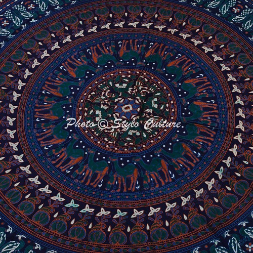 Bohemian Mandala Round Beach Tapestry Hippie Throw Yoga Mat Towel Roundie Indian - Picture 22 of 34