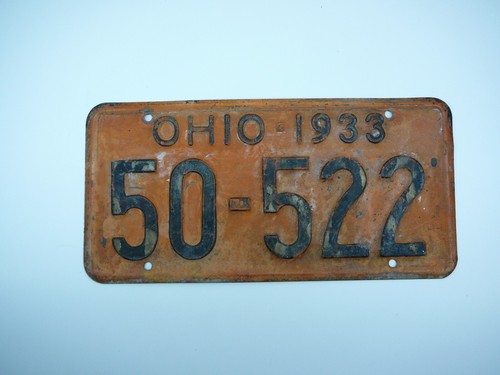 Matching Pair 1933 OHIO License Plate Tags 50-522 Depression Era Automobile Car - Picture 5 of 5