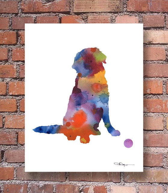 GOLDEN RETRIEVER Contemporary Watercolor ART Print by Artist DJR