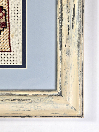 VTG Framed Completed Cross Stitch Hearts Buttons Farmhouse Country Cottage Core - Picture 6 of 9