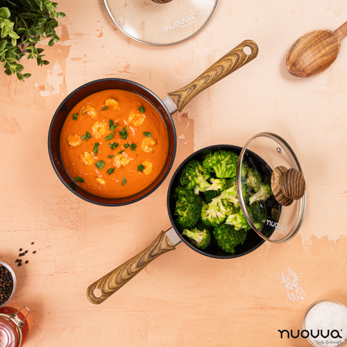 2pcs Non-Stick Induction Saucepan Set Copper Finish - 16cm, 18cm - By Nuovva - Picture 2 of 7
