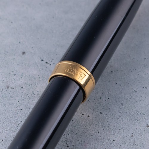 Pluma Estilográfica Parker Sonnet Premier 2005 Todo Negro Oro 18K-750 Nuevo en Caja - Imagen 6 de 7