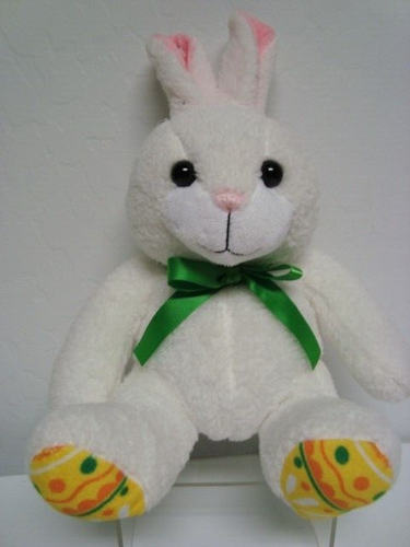 Hallmark Easter Bunny Rabbit Plush Stuffed Animal Easter Egg Feet Green Bow 12" - Picture 1 of 8