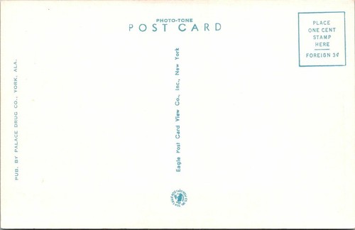 YORK, ALABAMA - FIVE POINTS - OASIS - GULF GAS STATION - OLD POSTCARD - Picture 2 of 2