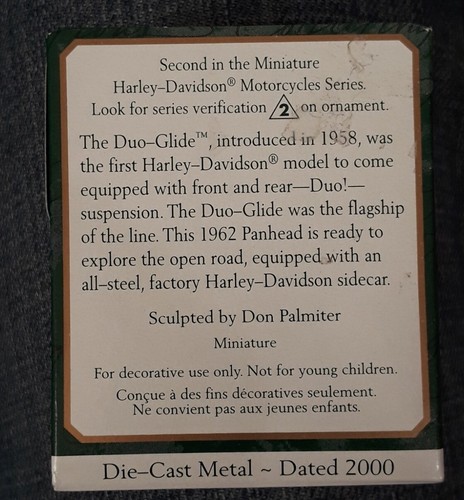 HALLMARK Harley-Davidson 1962 Duo-Glide Ornament Miniature Motorcycle 2000 NEW - Picture 3 of 13