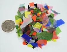 8418 - 1 OUNCE MIXED COLORS THIN CONFETTI FLAKES BULLSEYE GLASS 90 COE FUSIBLE