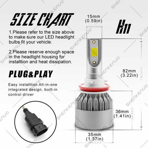 6X LED Headlight Bulb High Low Fog Combo For Dodge RAM 1500 2500 3500 2013-2015 - Bild 8 von 12