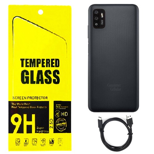 Displayschoner für Consumer Cellular Zmax 11 Hartglas x 2er-Pack + USB-Ladegerät - Bild 1 von 4