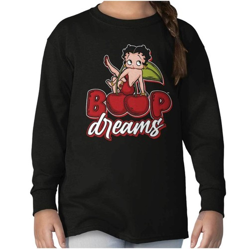 Betty Boop Cherry Dreams Vintage Cartoon Girls Youth Long Sleeve T Shirts - Picture 1 of 7