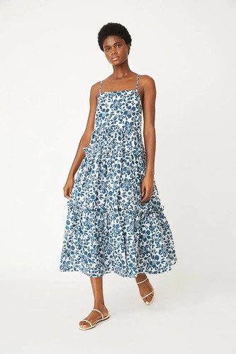 $495 Cara Cara Harbour Island Dress | WOOD BLOCK INDIGO BLUE | Medium - Picture 8 of 9