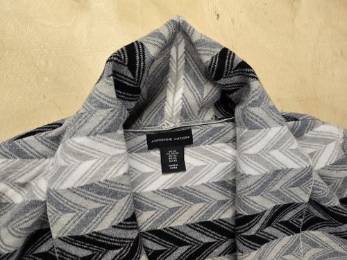 Adrienne Vittadini Cardigan Womens XS Black Gray Herringbone Pockets Overcoat - Picture 6 of 16