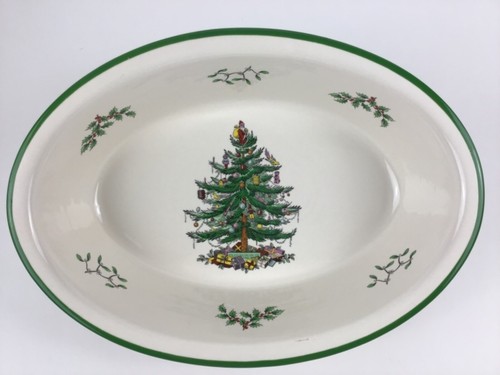 Spode Christmas Tree 12” x 9” Oval Vegetable Serving Dish Perfect Condition  - Picture 3 of 7