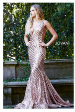 Jovani Rose Gold Sequence Gown Size 2 Used