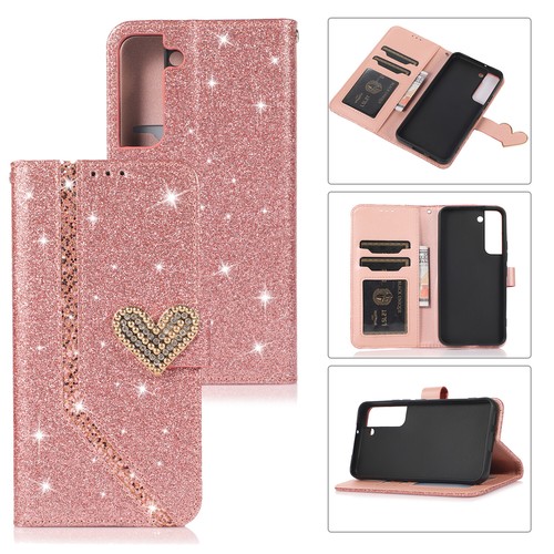 Glitzer PU Leder Brieftasche Etui Handy Hülle für Samsung J4 J6 Plus A51 A71 J4 J8 - Bild 2 von 17