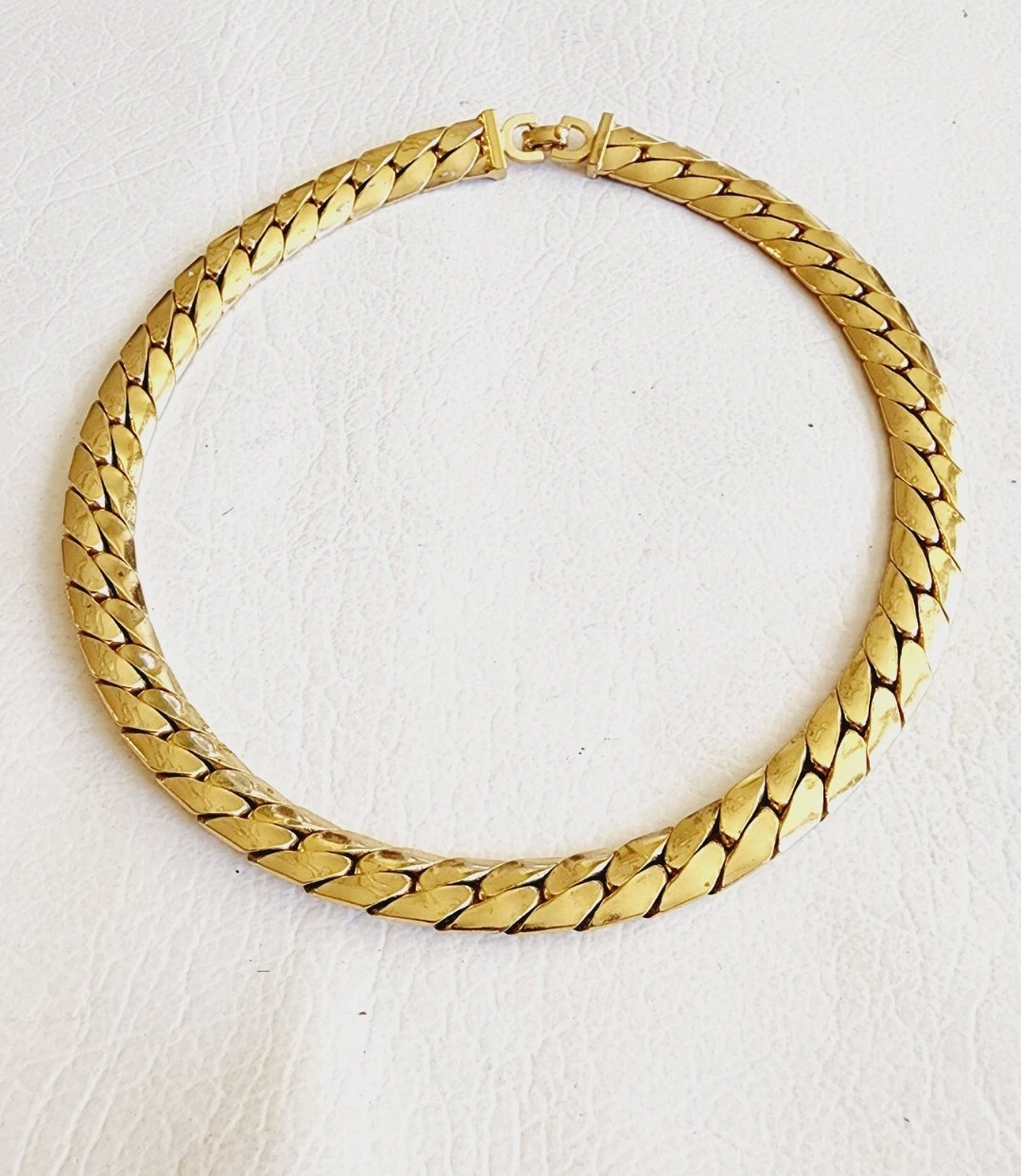 Collier choker vintage Christian Dior Cuban Link HTF 16