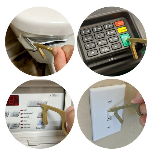 ZipSafe No-Touch Messing Schlüssel Safe Türöffner Kontaktloser Schlüsselanhänger Werkzeug 0073-019x2 - Bild 5 von 6