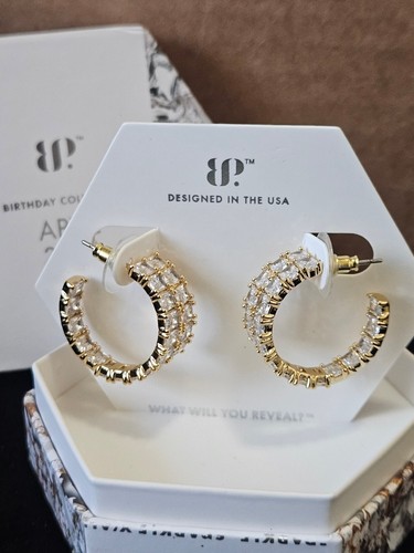 bomb party sparkle and glow diamond cz gold plating April 2025 earrings hoops