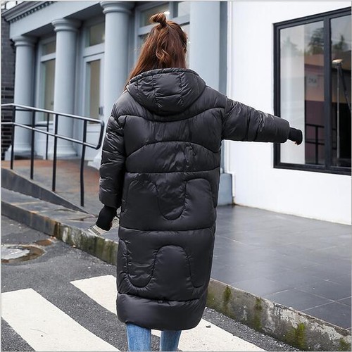 Hooded Down Lang Knee Casual Kvinder Cotton Parka Frakke Dykning Over Loose 0qZcS4