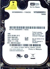 WD5000BMVV-11SXZS2,  SHOT2HN  Micro USB WD 500GB WX91  MAY 2012