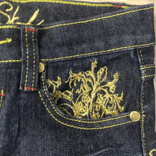 Old Skool Premium Jeans Wear Girls Gold Embroidered Jean Shorts Size 7 - Picture 5 of 10
