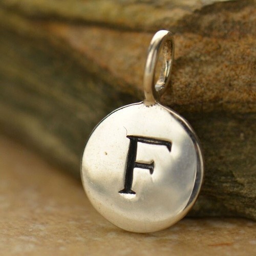 925 Sterling Silver Letter Disk Round Charm Initial Alphabet Pendant Necklace - Picture 6 of 15