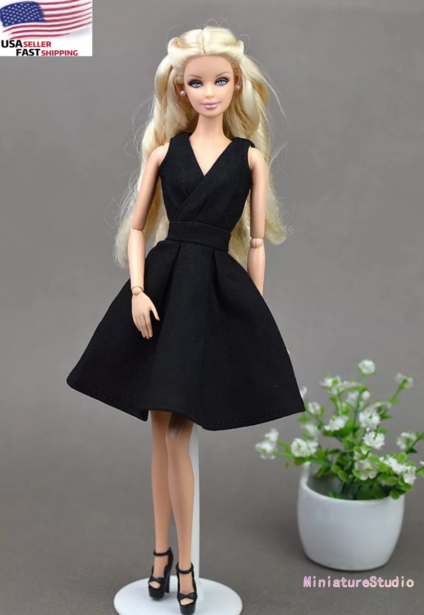 Barbie Doll Dress Black Little Classical Evening Dress Clothes for 11.5  Doll