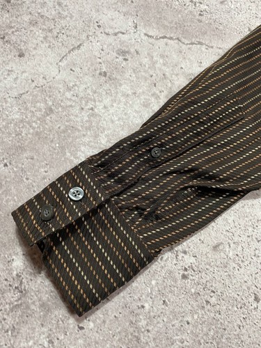 YSL Yves Saint Laurent Pour Homme Vintage Stried Button Up Shirt Size M Brown - 第 10/13 張圖片